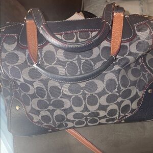 Coach Mickie Satchel  Signature C Denim and Leather Trim GUC